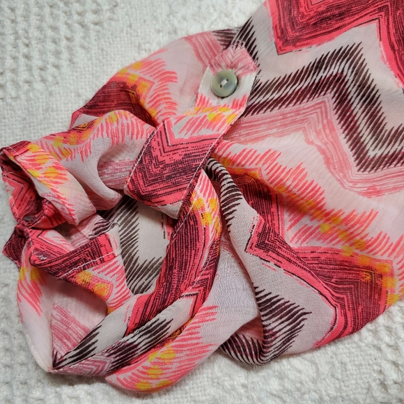 New Directions lightweight polyester button down longsleeved blouse top colorful - Picture 11 of 16